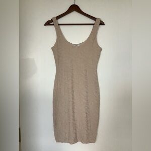 Bar III Cream Caramel textured bodycon sleeveless dress - wave design